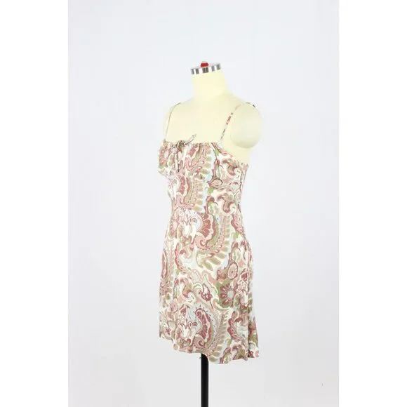 Aritzia WILFRED Bellow Paisley Floral Crepe Gathered Mini Slip Dress, Size 2 - Picture 5 of 16